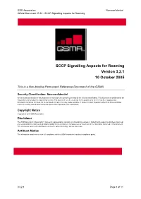 SCCP Signalling Aspects for Roaming Version 3.2.1 10 October 2005