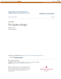The Quality of Judges Robert A