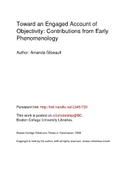 Toward an Engaged Account of Objectivity: Contributions from Early Phenomenology