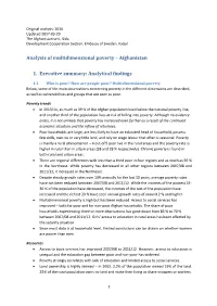 Analysis of Multidimensional Poverty – Afghanistan 1. Executive Summary
