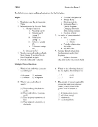 CHM1 Review for Exam 5 the Following Are Topics and Sample