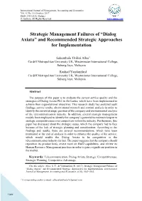 Dialog Axiata” and Recommended Strategic Approaches for Implementation