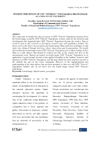 Student Perception of Upn "Veteran" Yogyakarta Brand Image As a New State University