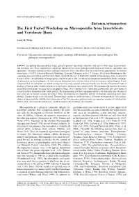 The First United Workshop on Microsporidia from Invertebrate and Vertebrate Hosts