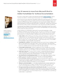 Top 10 Reasons to Move from Microsoft Word to Adobe Framemaker for Technical Documentation