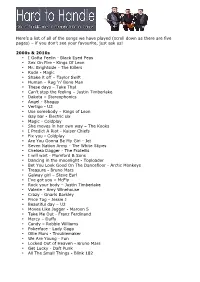 Here's a List of All of the Songs We Have Played