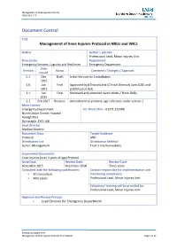 Management of Knee Injuries Protocol in Mius and Wics