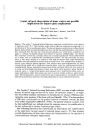 Orbital Infrared Observations of Lunar Craters and Possible Implications For