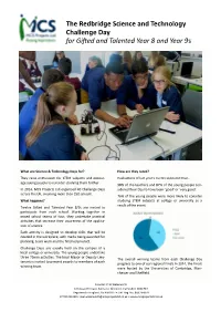 The Redbridge Science and Technology Challenge Day for Gifted and Talented Year 8 and Year 9S