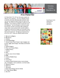A to Z Salad Bar