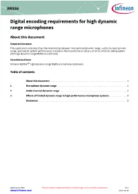 AN556: Digital Encoding Requirements for High Dynamic Range Microphones