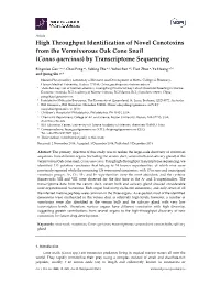 High Throughput Identification of Novel Conotoxins from the Vermivorous Oak Cone Snail (Conus Quercinus) by Transcriptome Sequencing