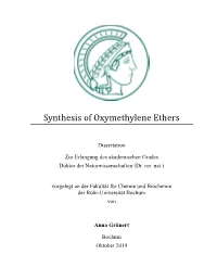 Synthesis of Oxymethylene Ethers
