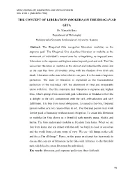 THE CONCEPT of LIBERATION (MOKSHA) in the BHAGAVAD GITA Dr