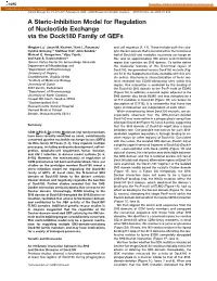 A Steric-Inhibition Model for Regulation of Nucleotide Exchange Via the Dock180 Family of Gefs
