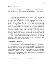 Accommodation, Collaboration, and Resistance in Poland, 1939- 1947: a Theory of Choices and the Methodology of a Case Study 1