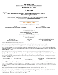 PLAYAGS, INC. (Exact Name of Registrant As Specified in Its Charter)
