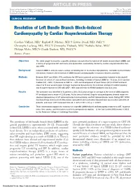 Resolution of Left Bundle Branch Block–Induced Cardiomyopathy by Cardiac Resynchronization Therapy