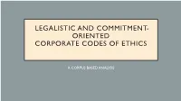 The Language of Corporate Code of Ethics: an Industry-Related Perspective