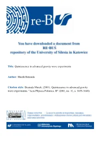 Title: Quintessence in Advanced Gravity Wave Experiments Author