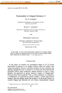 Factorization in Integral Domains, II