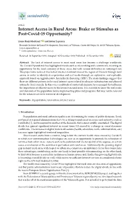 Internet Access in Rural Areas: Brake Or Stimulus As Post-Covid-19 Opportunity?
