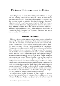 Minimum Deterrence and Its Critics