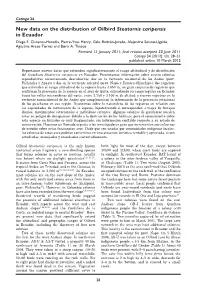 New Data on the Distribution of Oilbird Steatornis Caripensis in Ecuador Diego F