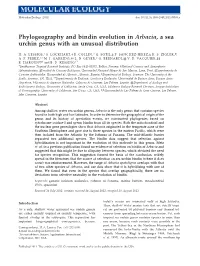 Phylogeography and Bindin Evolution in Arbacia, a Sea Urchin Genus with an Unusual Distribution