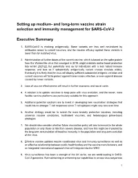 Setting up Medium- and Long-Term Vaccine Strain Selection and Immunity Management for SARS-Cov-2