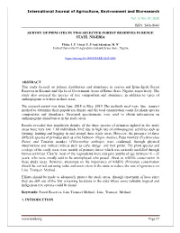 2020 Issn: 2456-8643 Survey of Primates In