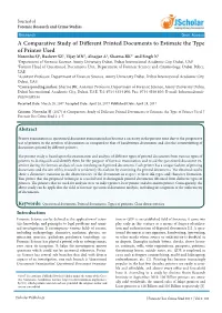 A Comparative Study of Different Printed Documents to Estimate the Type of Printer Used