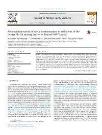 Accumulation Trends of Metal Contamination in Sediments of the Former Pbezn Mining District of Touiref (NW Tunisia)