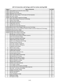 LIST of Universities and Colleges with Free Tuition Starting 2018