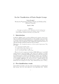 On the Classification of Finite Simple Groups