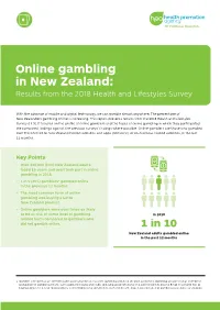 Online Gambling in New Zealand: Results from the 2018 Health and Lifestyles Survey