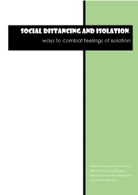 Social Distancing and Isolation: Ways to Combat Feelings of Isolation