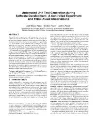 Automated Unit Test Generation During Software Development: a Controlled Experiment and Think-Aloud Observations