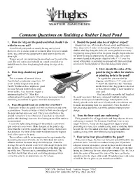 Common Questions on Building a Rubber Lined Pond
