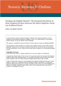 Draining the English Channel': the European Revolution in Three Kingdoms & Three Keynotes (By Simon Stephens, David Lan & Edward Bond)