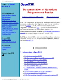 Foire Aux Questions Openbsd