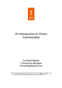 Introduction to Online Communities