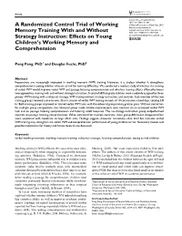 A Randomized Control Trial of Working Memory Training