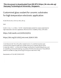 Customized Glass Sealant for Ceramic Substrates for High Temperature Electronic Application