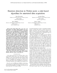 Emotion Detection in Twitter Posts: a Rule-Based Algorithm for Annotated Data Acquisition