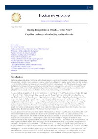 Having Bought Into a Wreck -- What Now? Cognitive Challenges of Embodying Reality Otherwise - /
