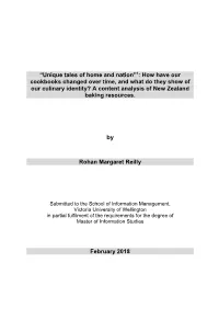 How Have Our Cookbooks Changed Over Time, and What Do They Show of Our Culinary Identity? a Content Analysis of New Zealand Baking Resources