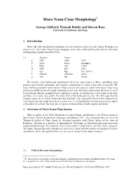 Moro Noun Class Morphology*