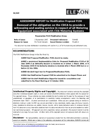 Removal of the Obligation on the CDCA to Provide a Witnessing and Sealing Service in Respect of All Metering Equipment Associated with CVA Metering Systems