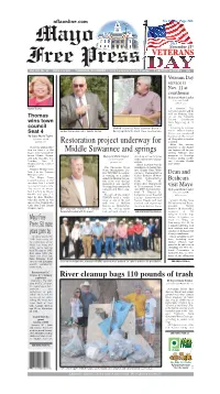 Restoration Project Underway for Middle Suwannee and Springs Continued from Page 1A Region